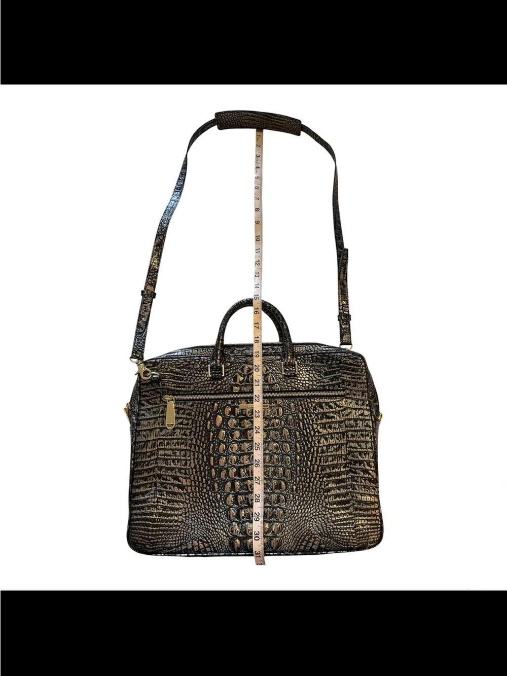 Brahmin Croc Embossed Leather Business Tote Laptop Bag